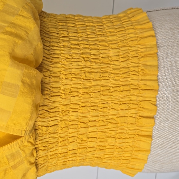 Anthropologie Maeve Yellow Gingham Smocked Halter Neck Plunge Tank Size Large - Picture 5 of 11